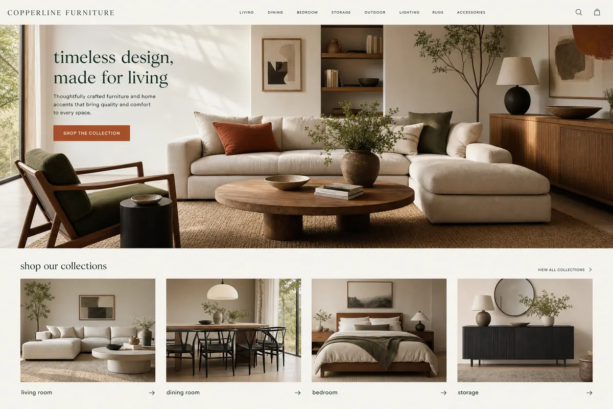 Rebuilt furniture website, after