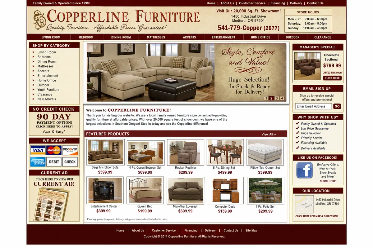 Dated furniture website, before