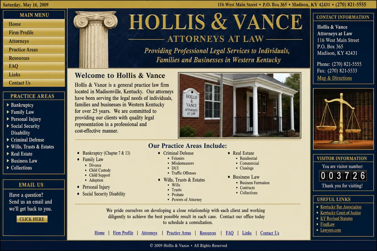 Dated law firm website, before